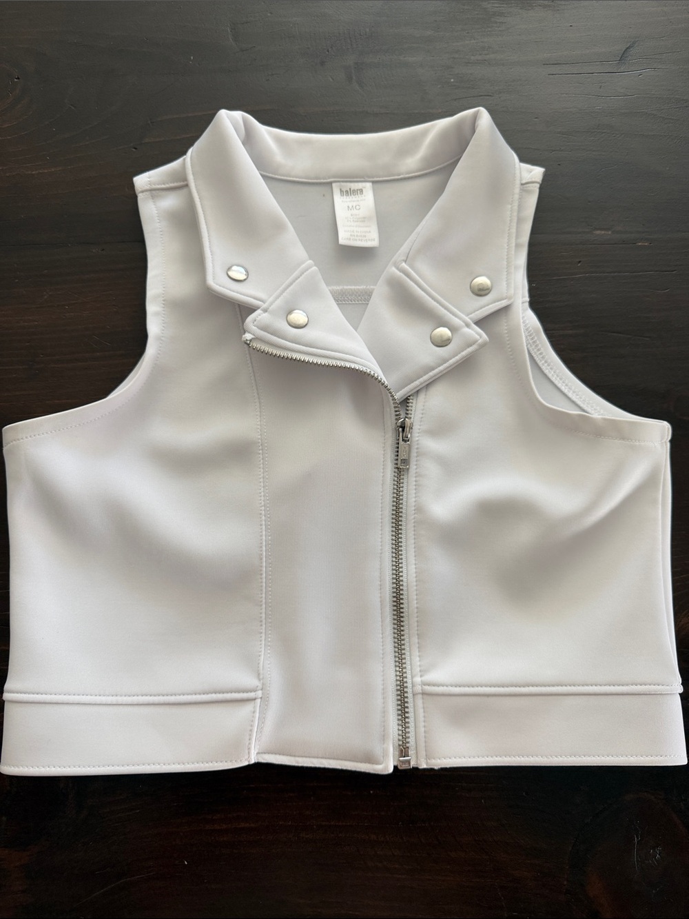 Balera White Cropped Moto Vest XS